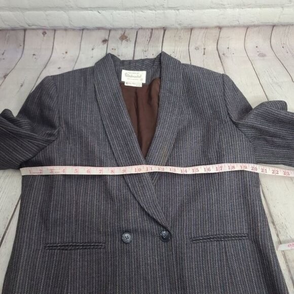 Vintage Striped Blue Wool Tailored Blazer ILGWU Made in USA - Picture 10 of 15